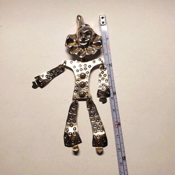 Vintage articulated 5” 925 sterling silver articulated clown brooch. - Picture 3 of 5